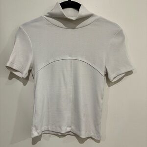 White Aritzia Mock Neck Tee